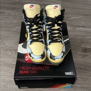Nike Dunk High - Yellow and Black Tie-Dye